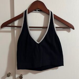 black with white contrast halter top